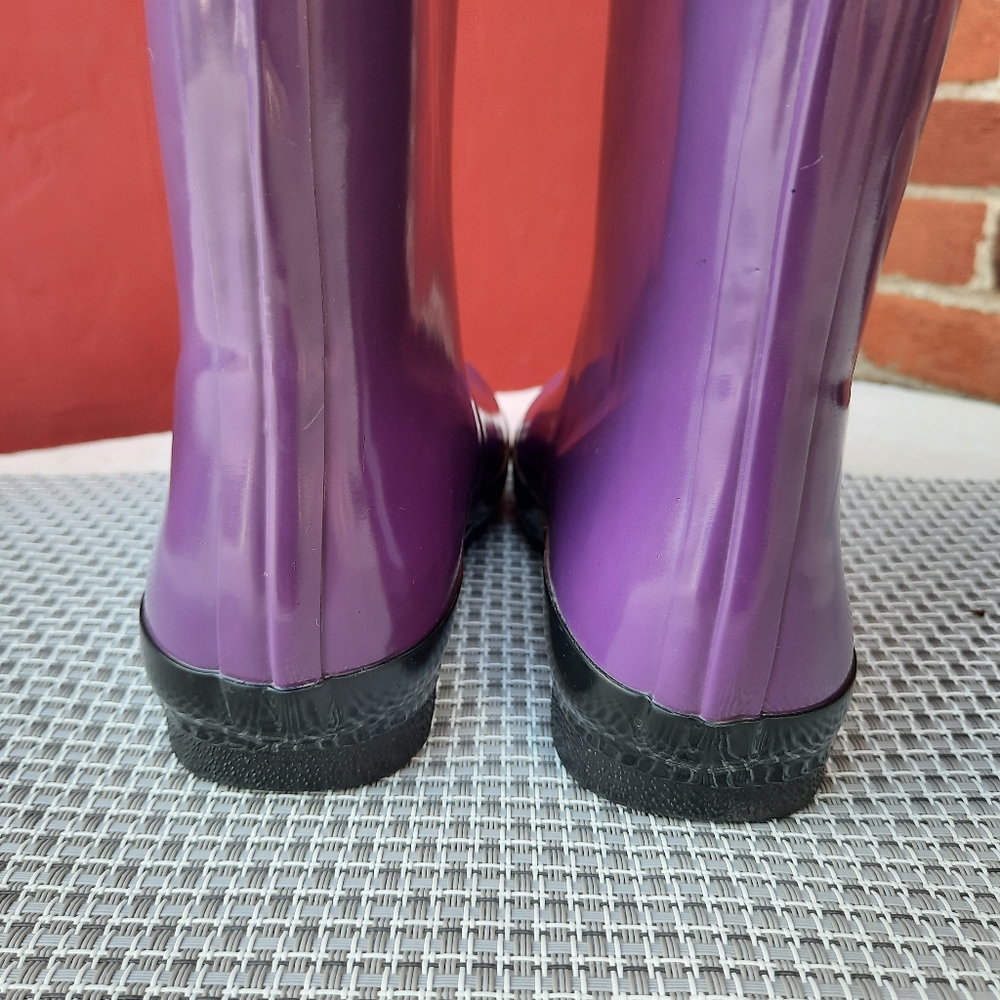 Roma Purple and Black Rain Boots Rubber Galoshes Spring Summer Youth 3 - Picture 8 of 13